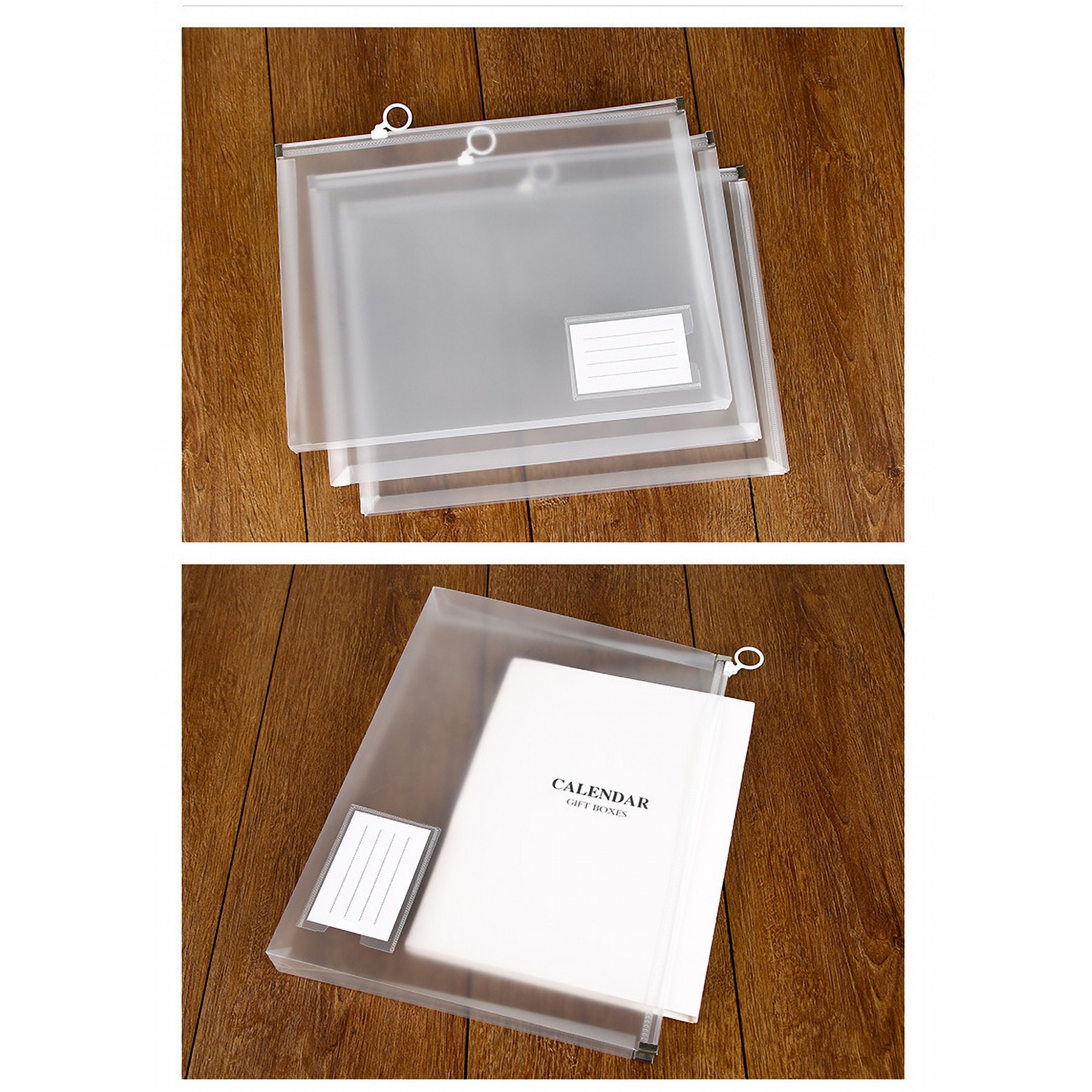 A4 Clear Zipper Pouch Document Bag With Label Pocket 2