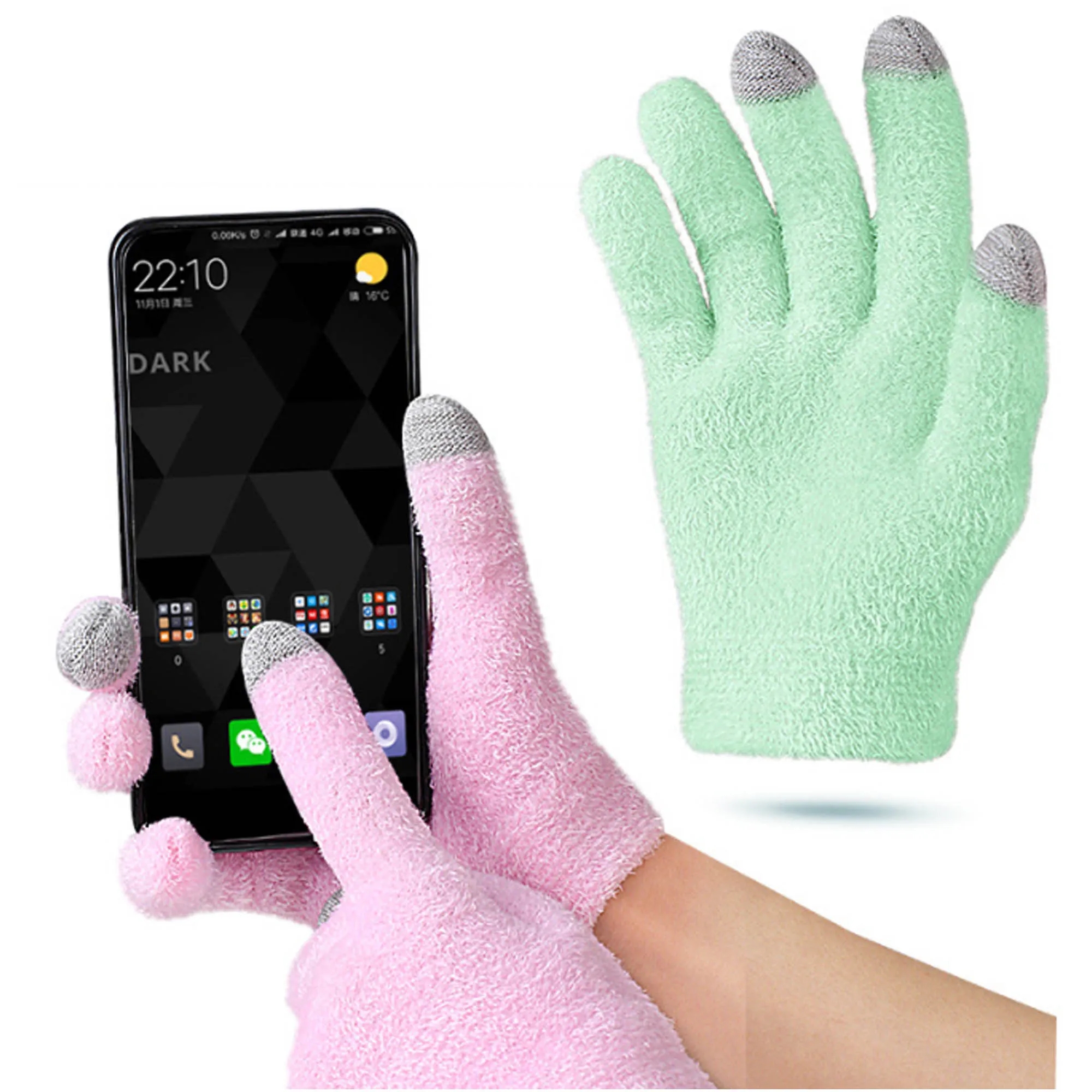 Feather Yarn Touchscreen-Compatible Winter Gloves 3