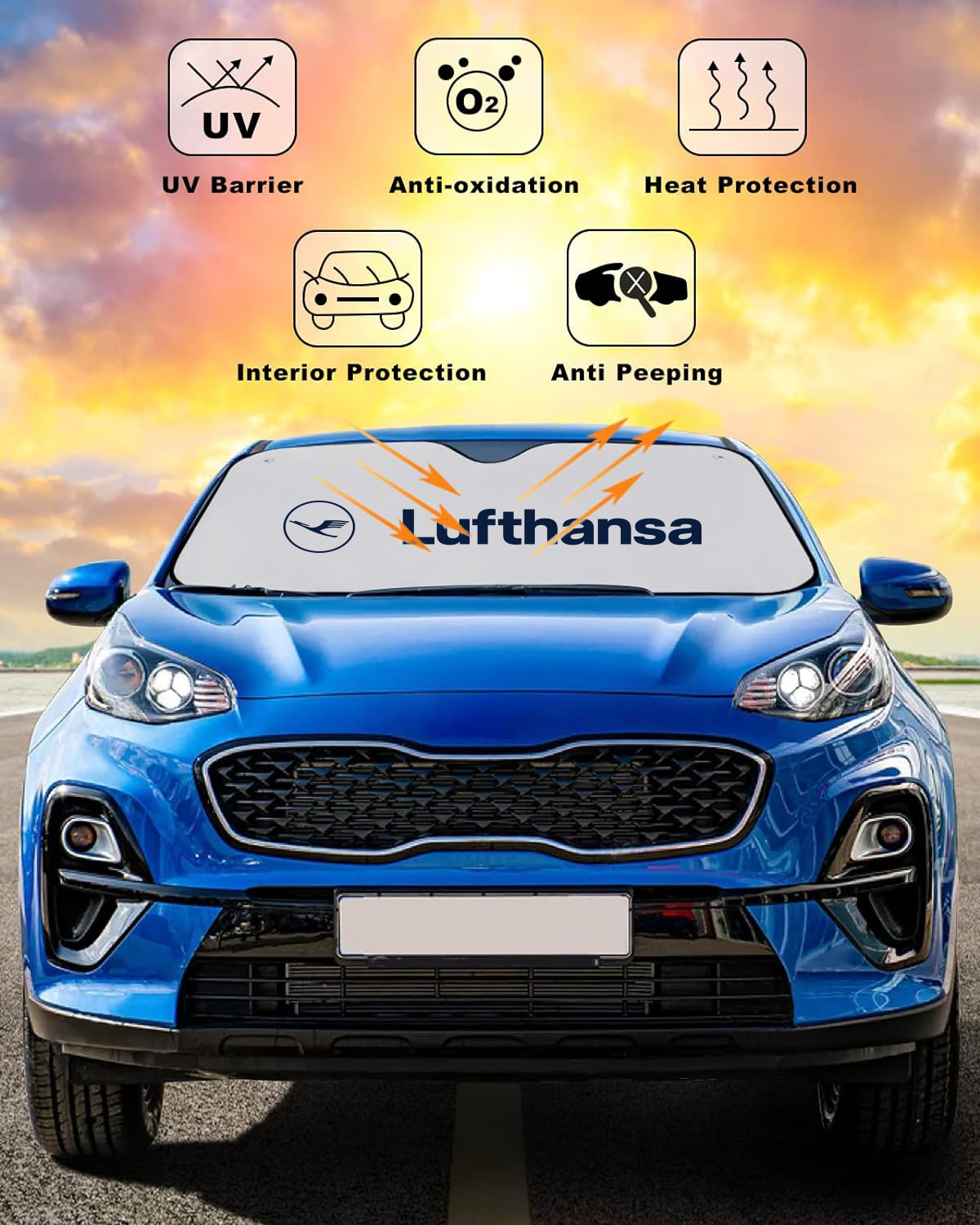 Custom Front Windshield Sun Shade (Extra Large Size) 11