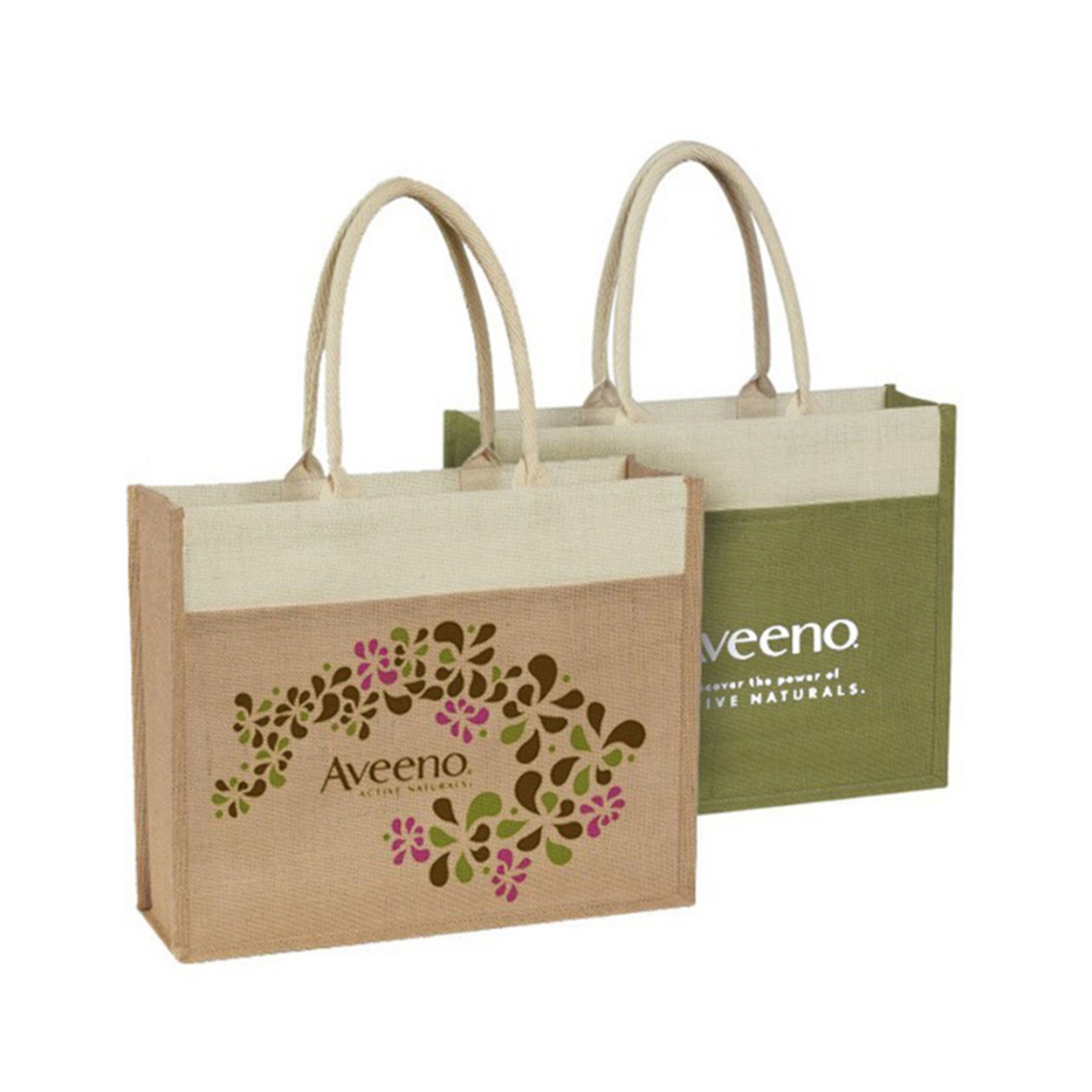 Eco Jute Logo Tote Bag w/Front Pocket, custom tote bag with logo imprint 2