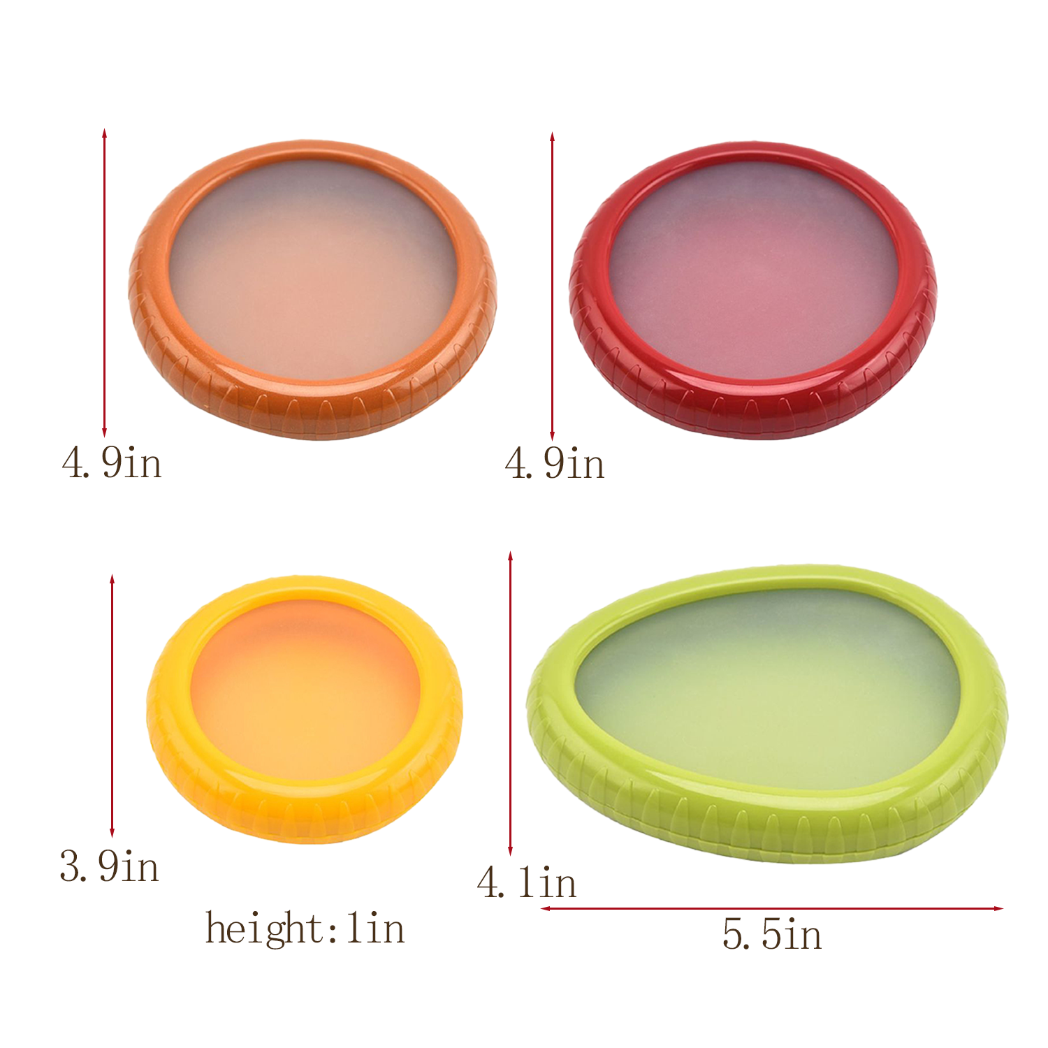 4 Pack Silicone Lid Sealed Food Fresh-Keeping Containers 6
