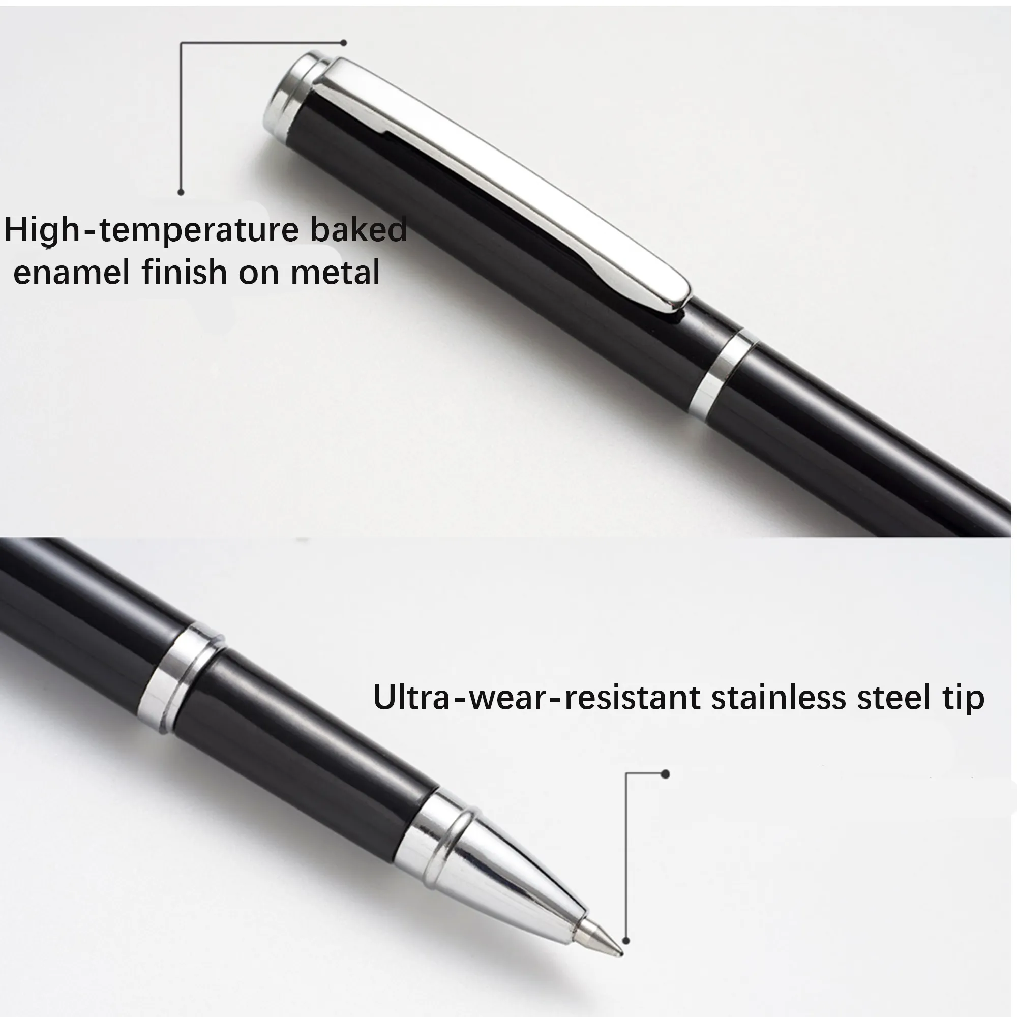 Metallic Black Pen with Logo Printed for Business Office Use 5