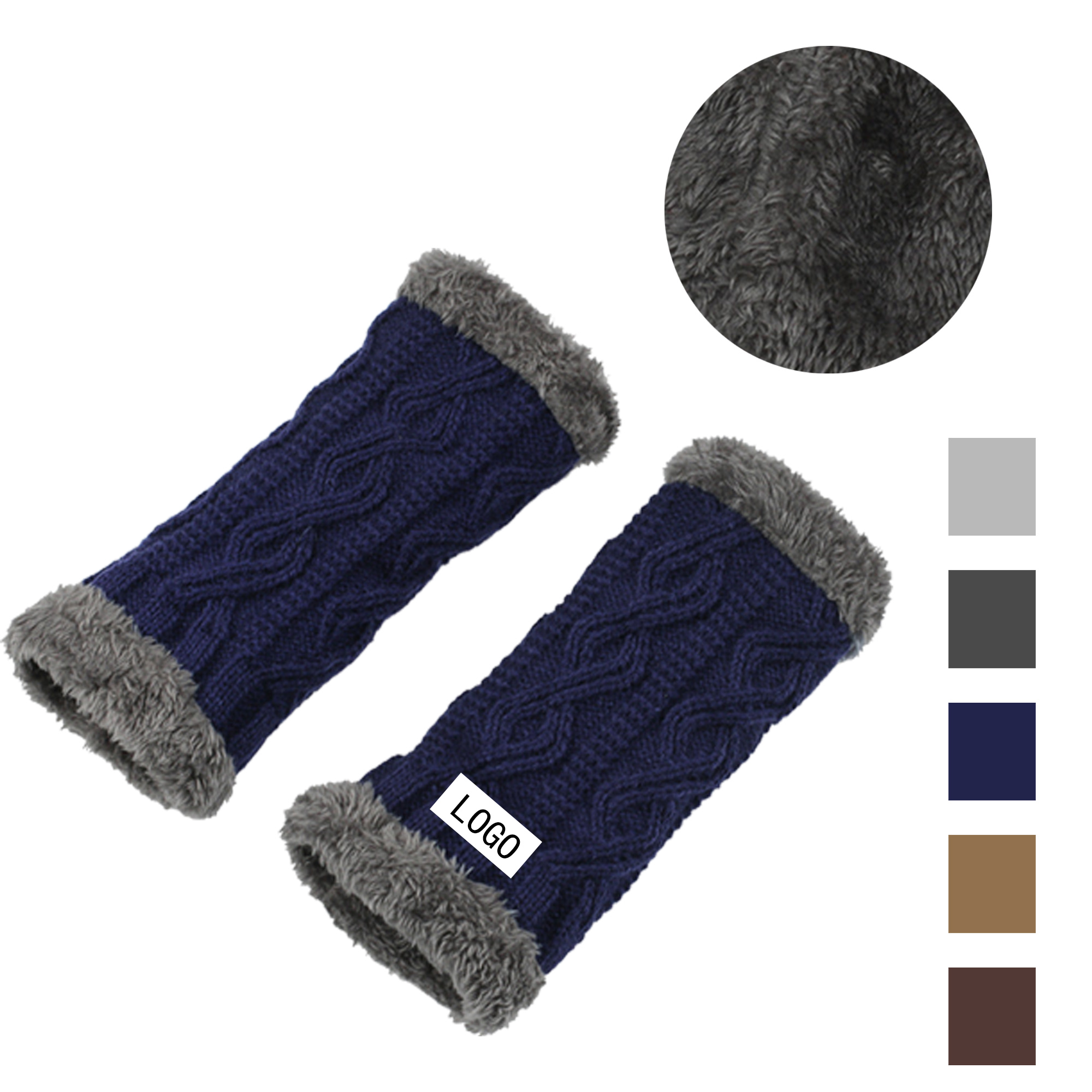 Autumn And Winter Knitted Thick Bare Finger Wrist Gloves 2