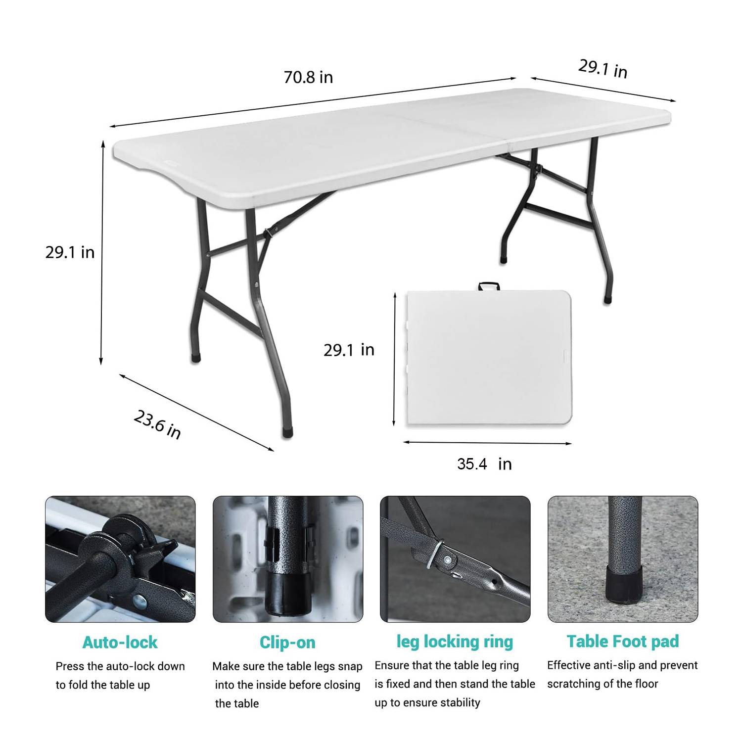 6 Foot Folding Table 6