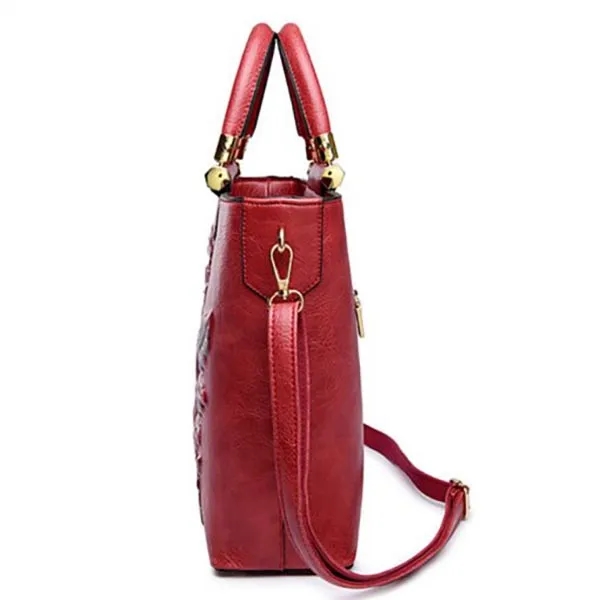 Embossed Floral Leather Handbag 7