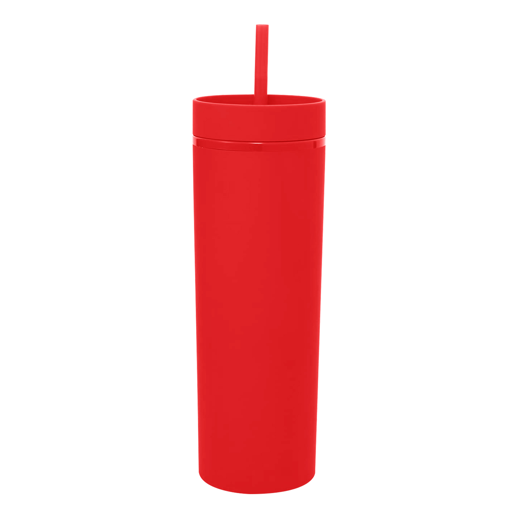 Double-layered Plastic Straight Cup With Straw 3
