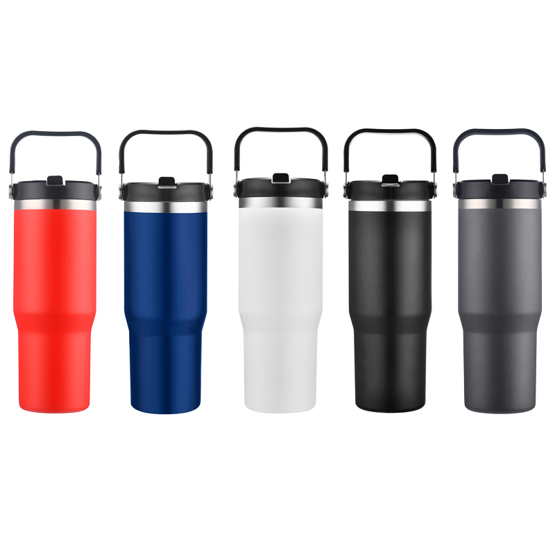 30oz. Vacuum Travel Mug with Carrier Handle 4