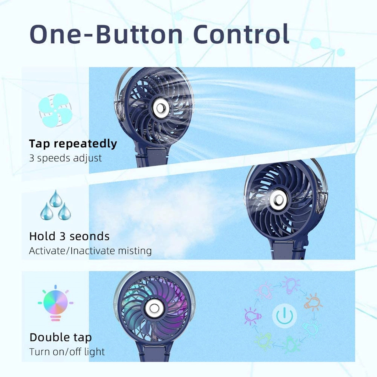 Portable Handheld Misting Fan With 7 Colorful Nightlight 5