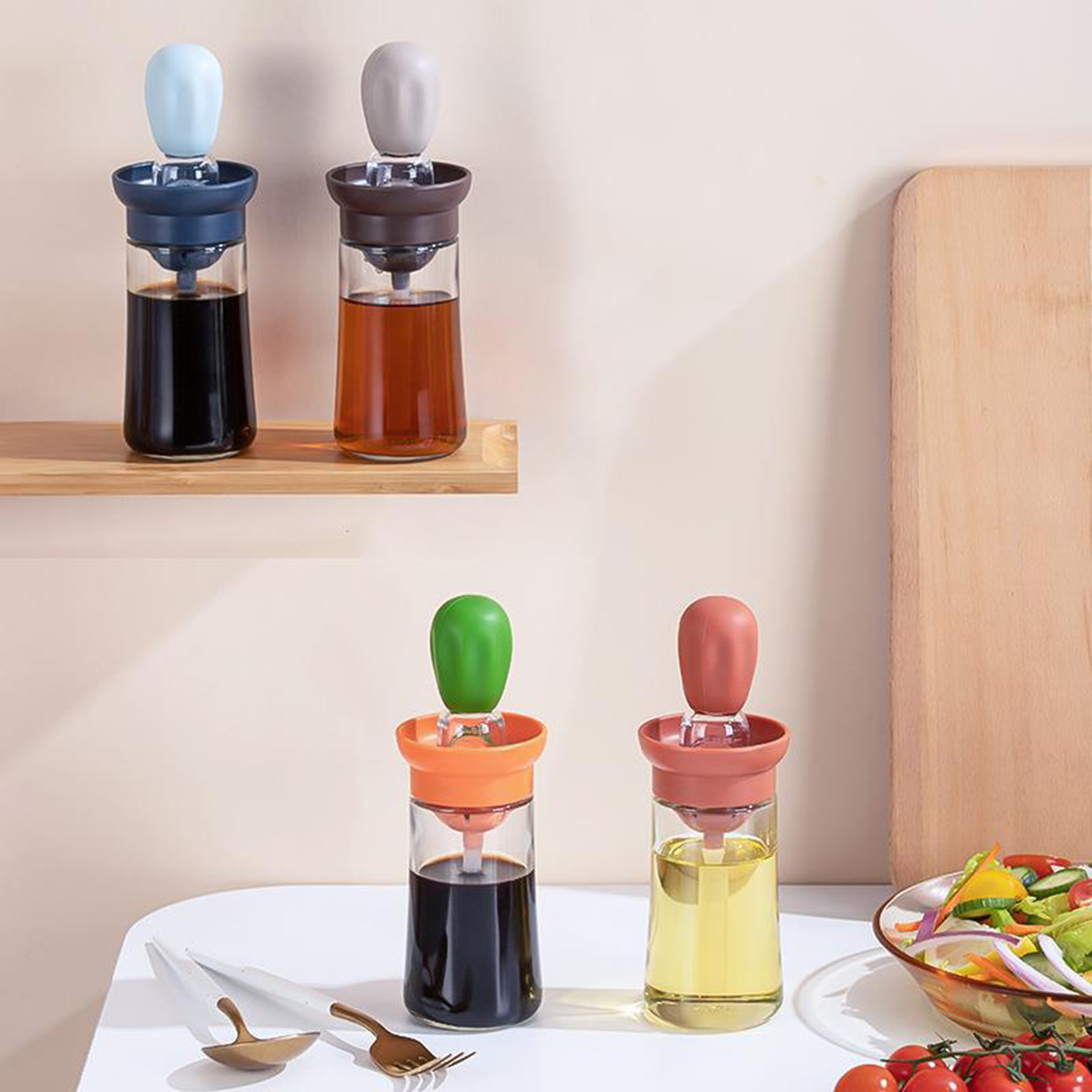 Kitchen Glass Olive Oil Dispenser Bottle With Silicone Brush 2