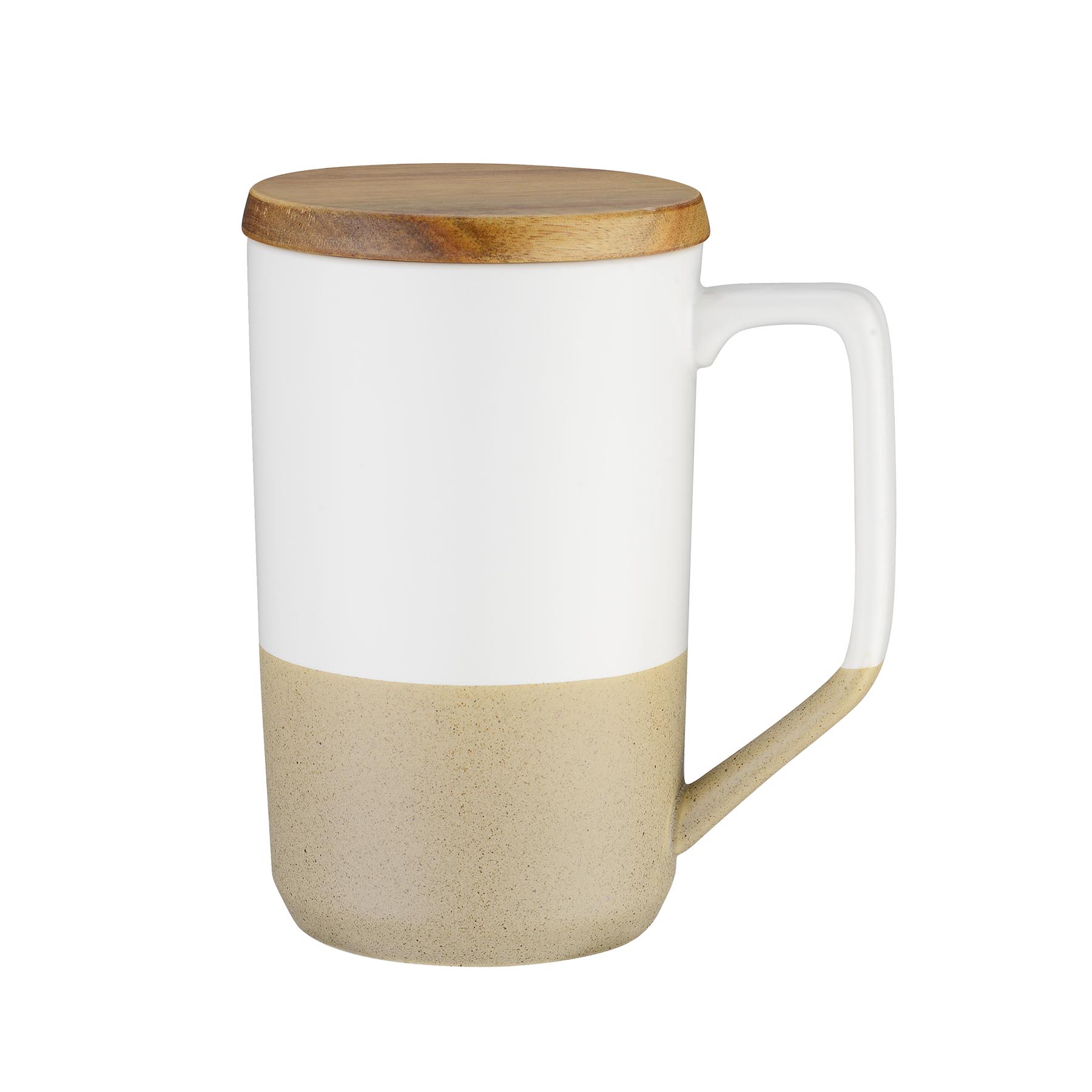 Boxed 15 oz. Two-tone Wooden Lid Ceramic Mug and 3" Ornament Gift Set 12