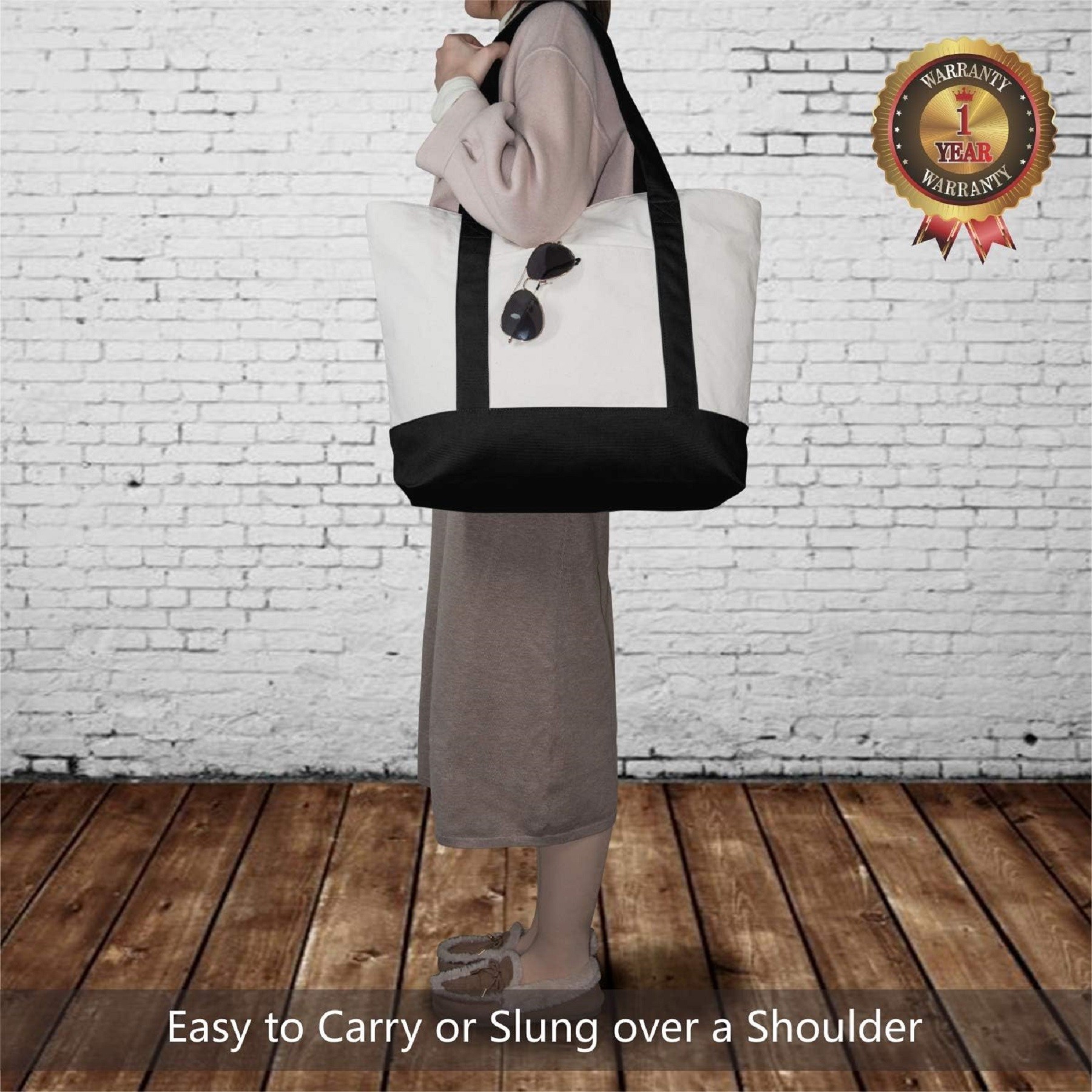 Stylish Canvas Tote Bag with an External Pocket 13