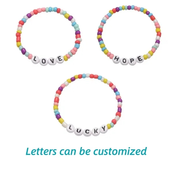PMMA color mixing handmade beaded letter elastic bracelet 5