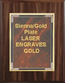 7" x 9" Classic Walnut Finish Plaque with a Sienna Marble Mist Plate 2