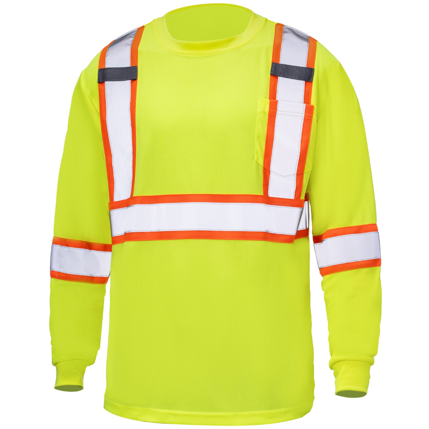 3.8 Oz. Polyester Class 3 Reflective Tape Safety T-Shirt with Pocket & Dual Mic Tab 10