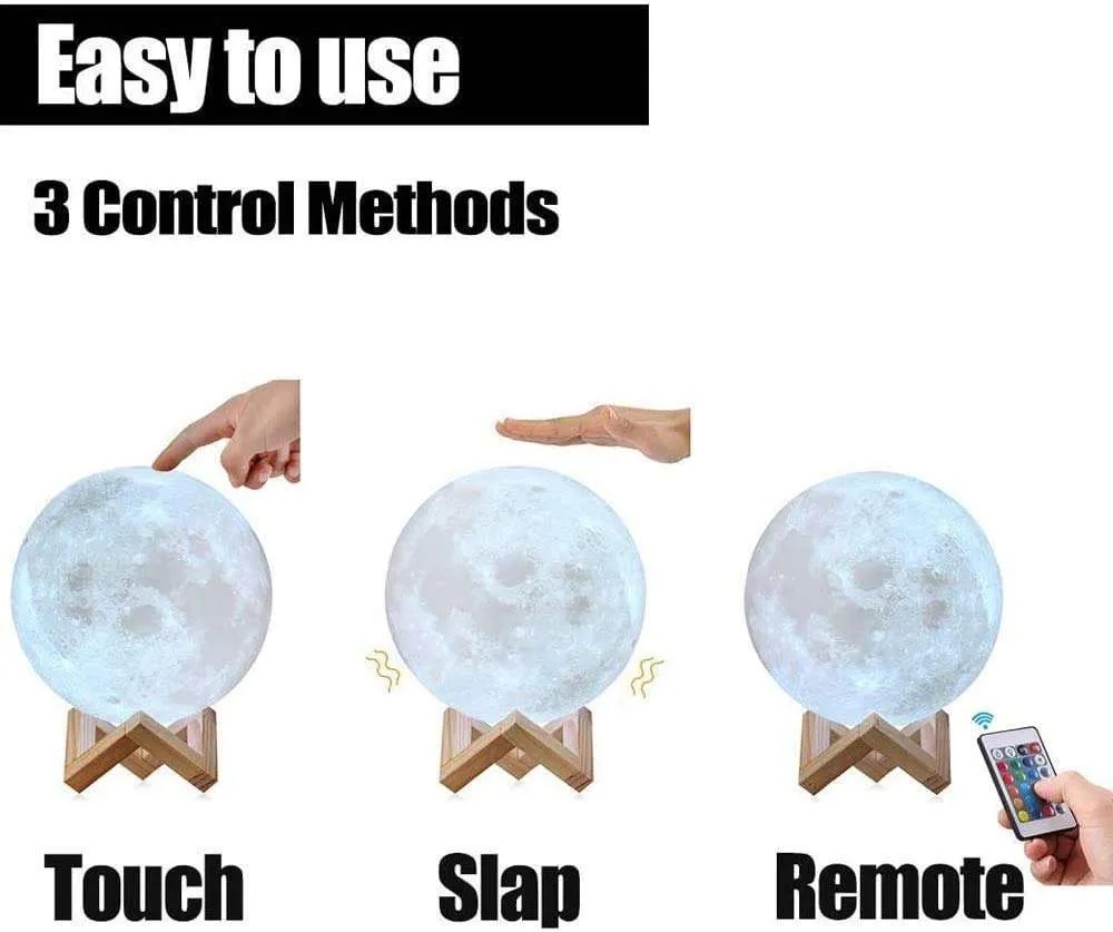 3D Color Changing Touch Control Night Moon Light Lamp 3