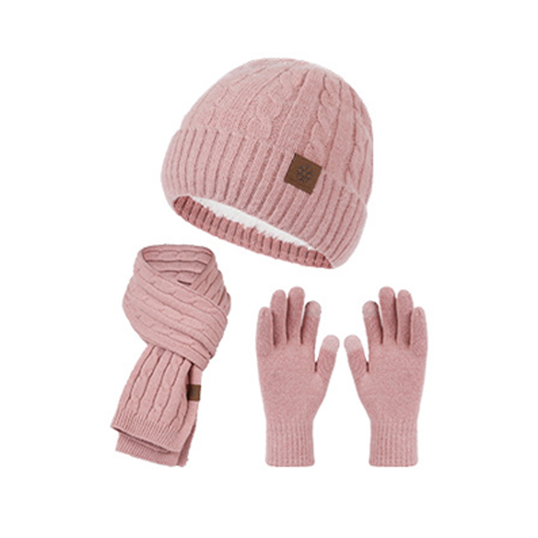 Winter Knit Beanie Hats and Touchscreen Gloves Long Scarf Set 8