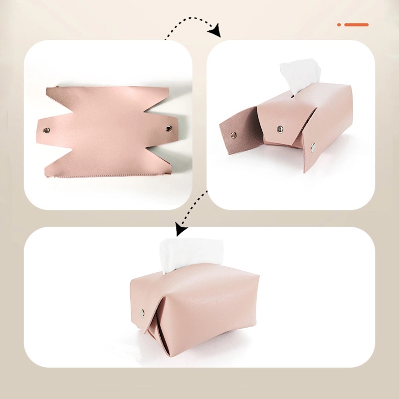Foldable PU Leather Car Napkin Case & Restaurant Tissue Box 3