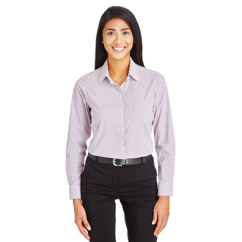 Devon & Jones CrownLux Performance™ Ladies' Micro Windowpane Shirt 4