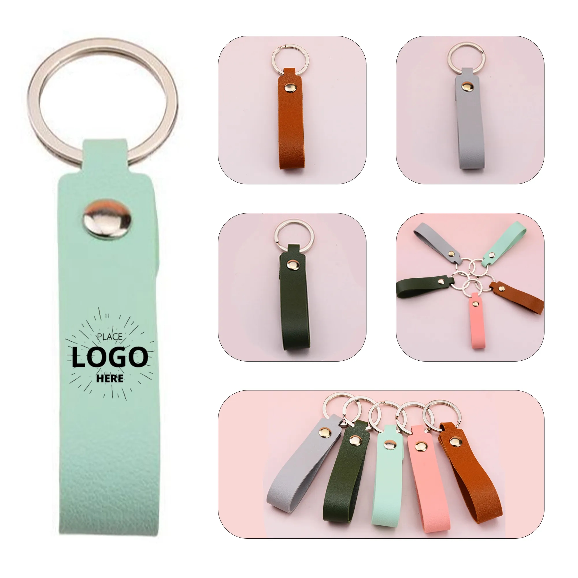Strip Shaped Leather Keychain 2