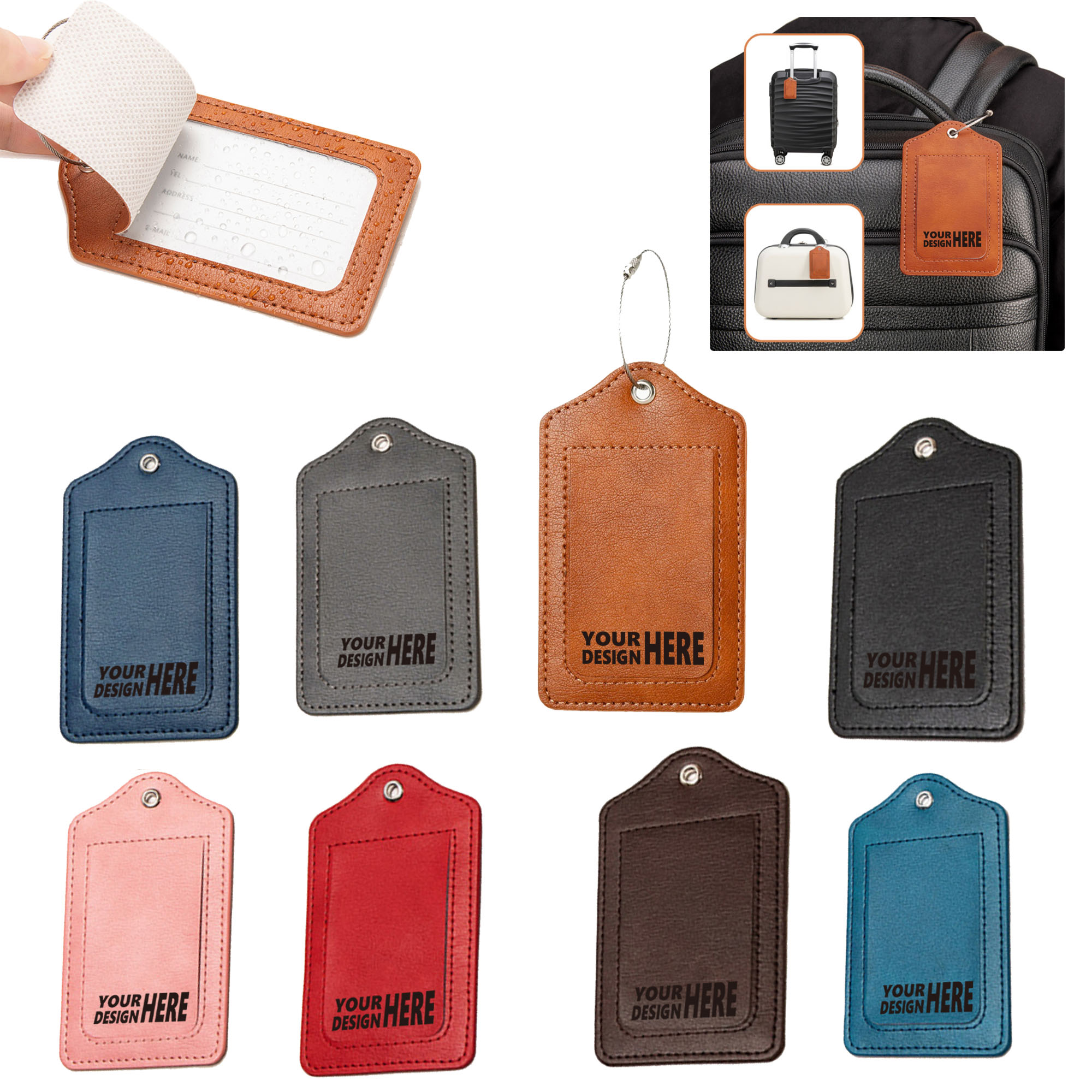 MOQ100 Leather PU Luggage Tag 2