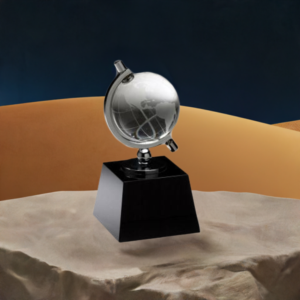 6 Inch Crystal Spinning Globe On Black Base 3