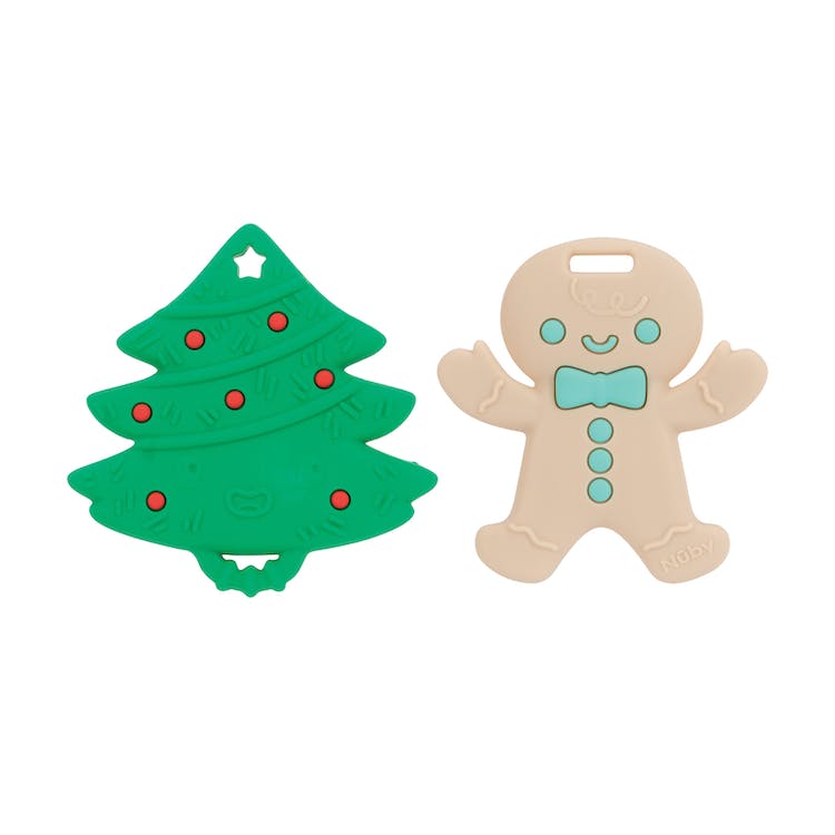 Nuby Christmas Tree & Gingerbread Man Teethers - 3M+ 2 Pack 1