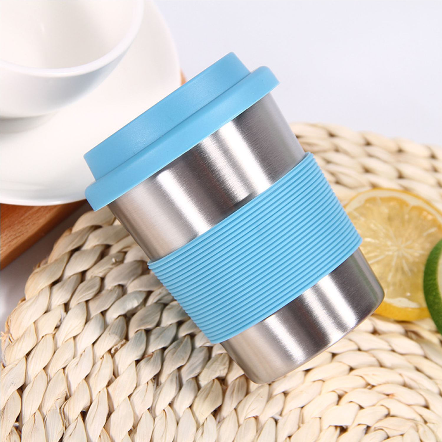 Stainless Steel Silicone Travel Mug w/ Lid & Cover 5