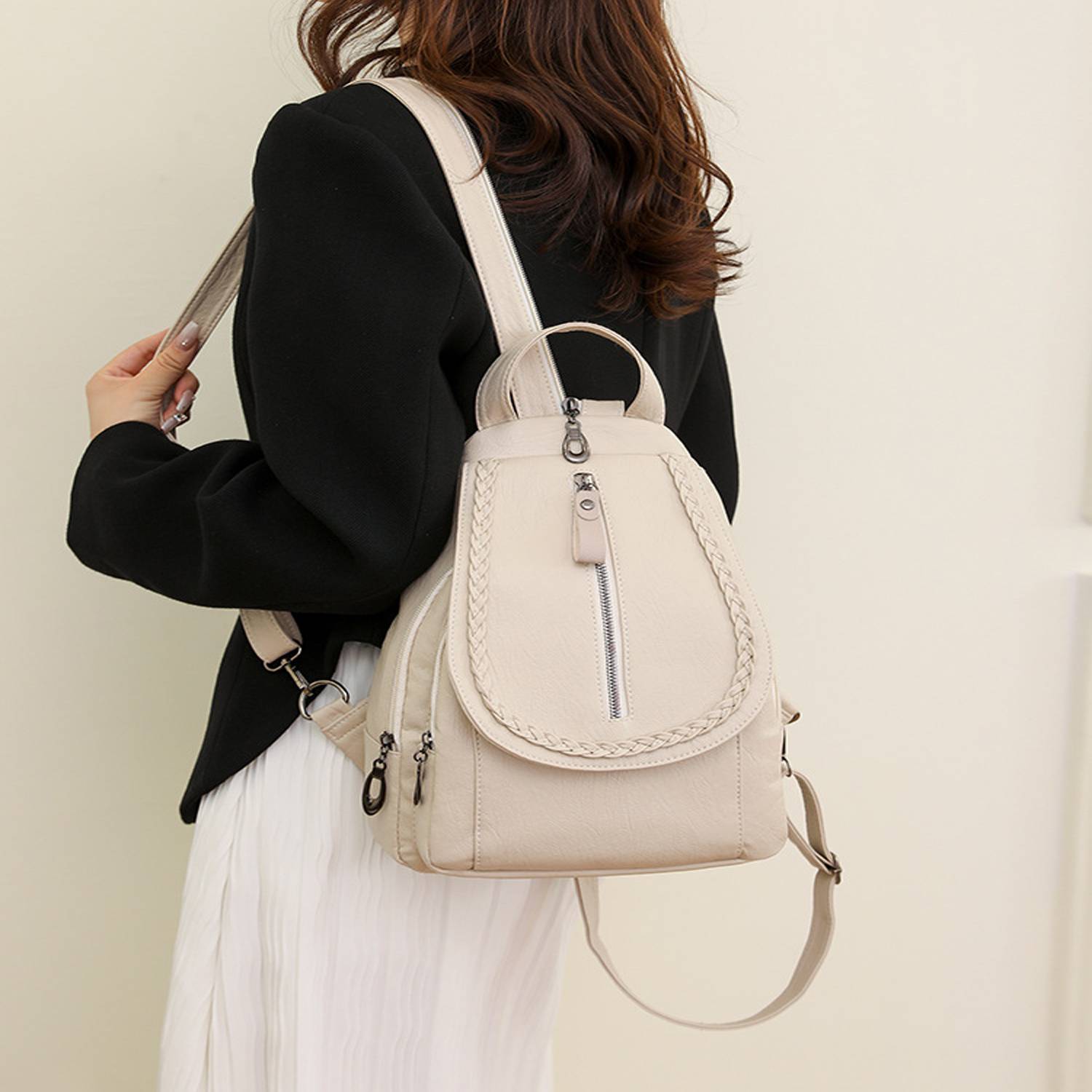 Soft Leather Women's Backpack w/ Large Capacity 4