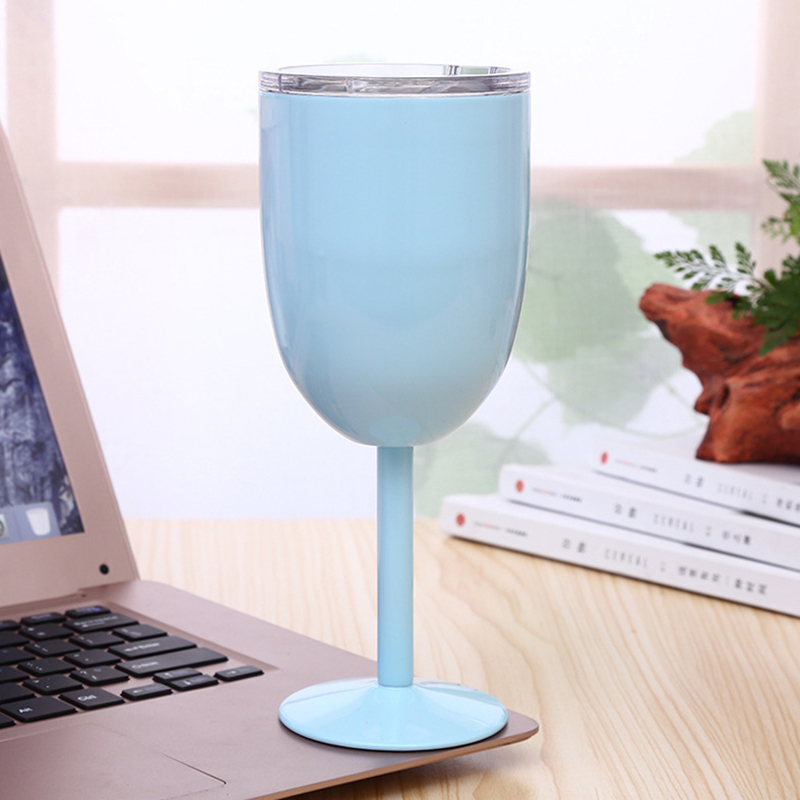 10 OZ Tough Goblet Double Layer 304 Stainless Steel Vacuum Tumbler/ Straw Holes 10