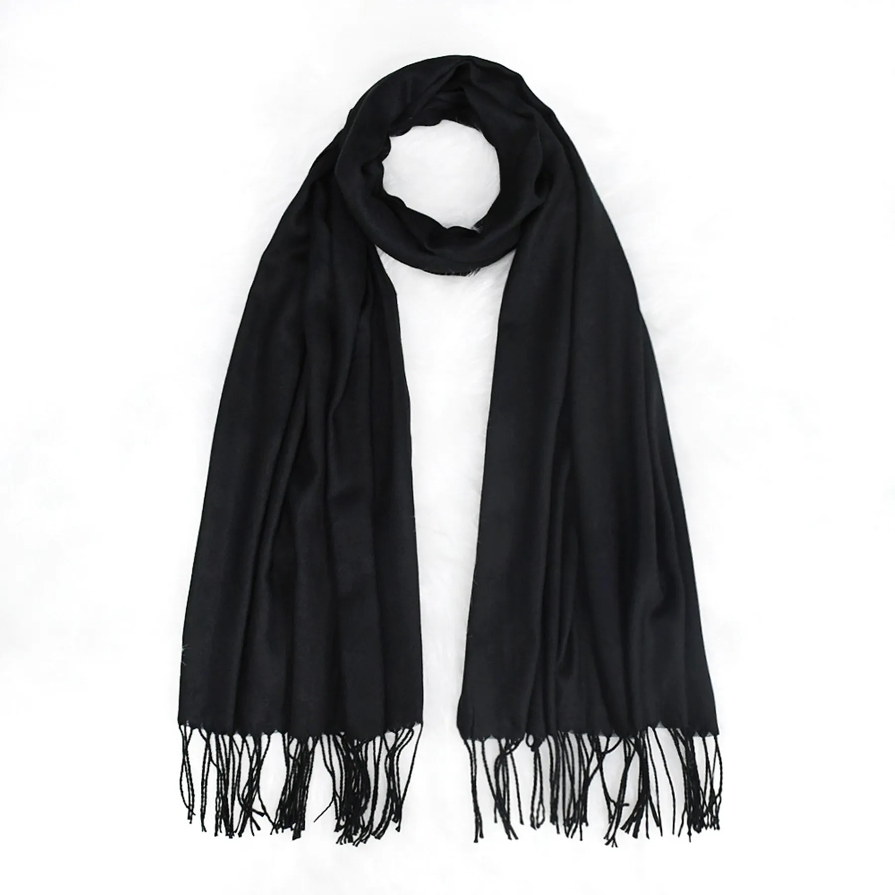 Soft Solid Shawl Wrap Scarf With Fringes MOQ 30PCS 6