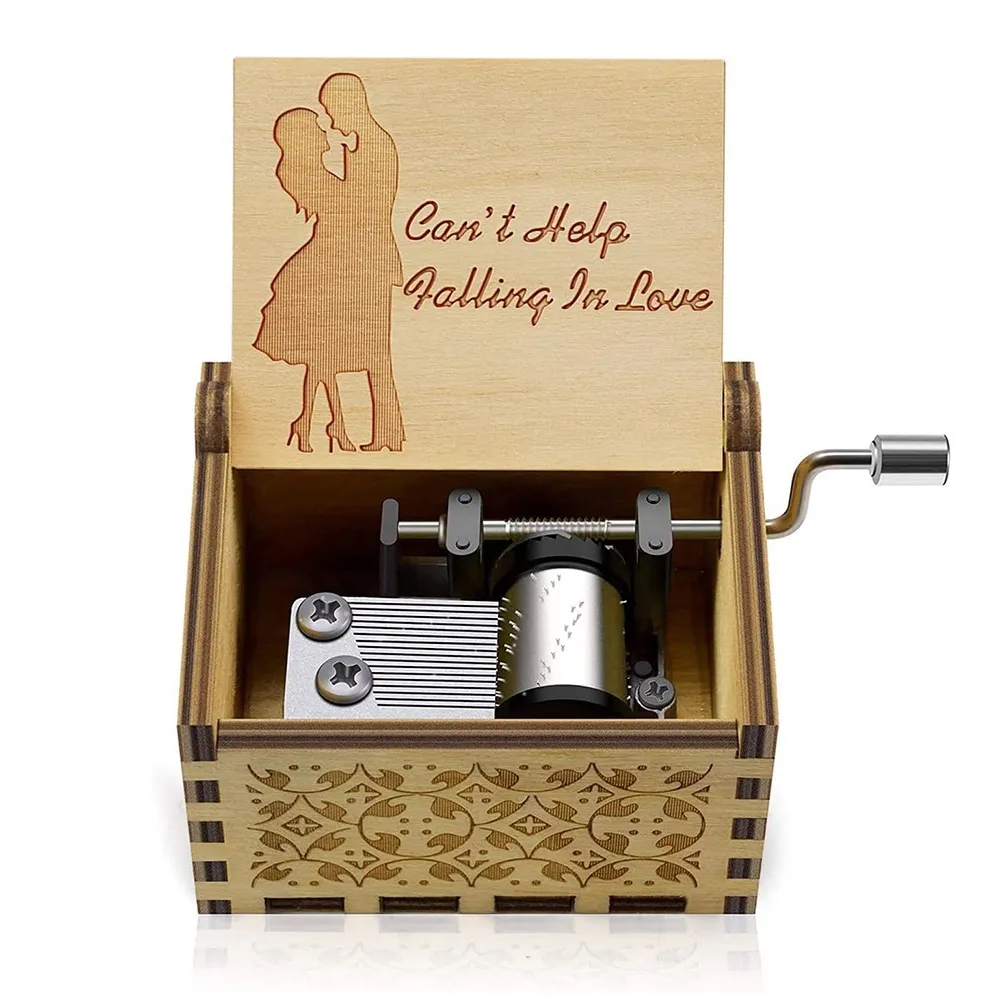 Retro Hand Crank Crafts Wooden Music Box 5