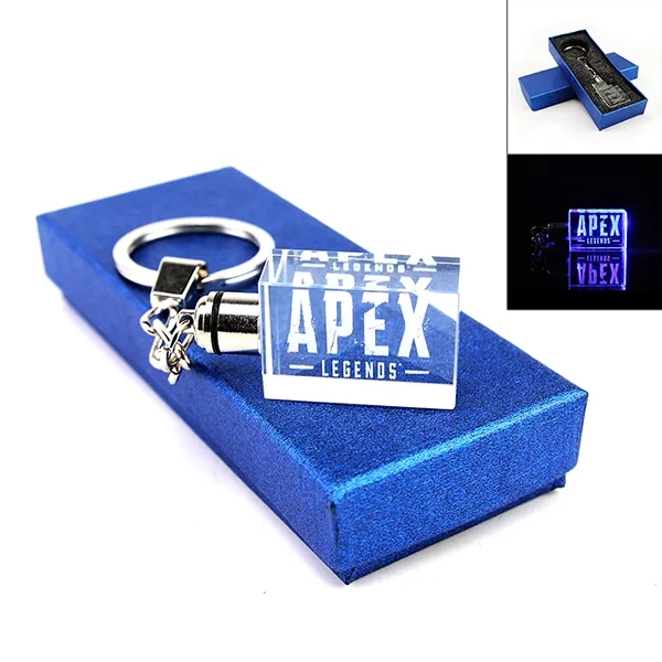 Rectangle Crystal Keyring With Led Light 2