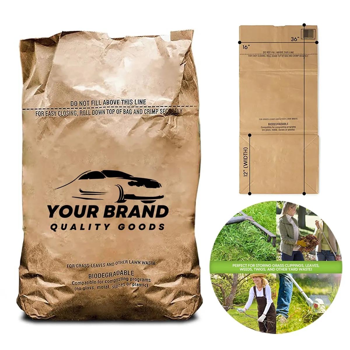 30 Gallon Kraft Lawn Leaf Bag Eco-Friendly Large Trash Pouch 4