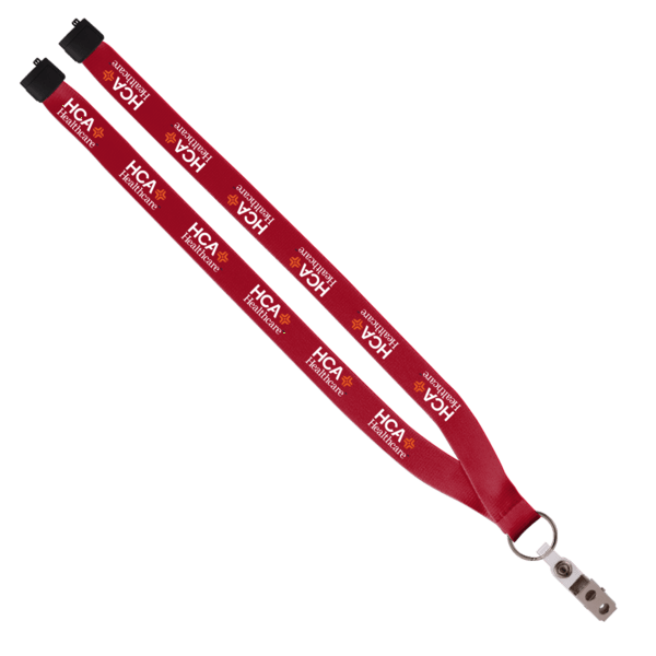 3/4" Polyester Lanyard with Sewn Silver Metal Split-Ring 138