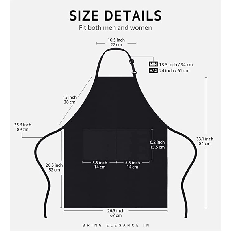 Adjustable Bib Apron Waterdrop Resistant With 2 Pockets 5