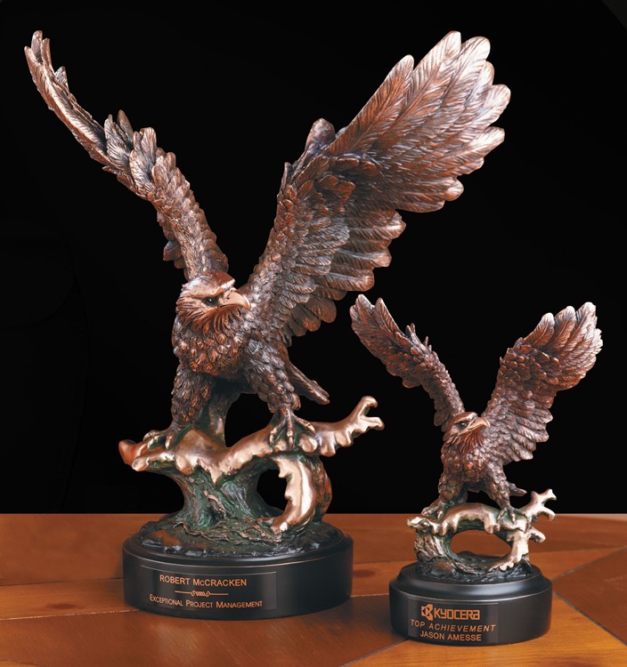 8" Bronzed Perched Eagle Trophy 1
