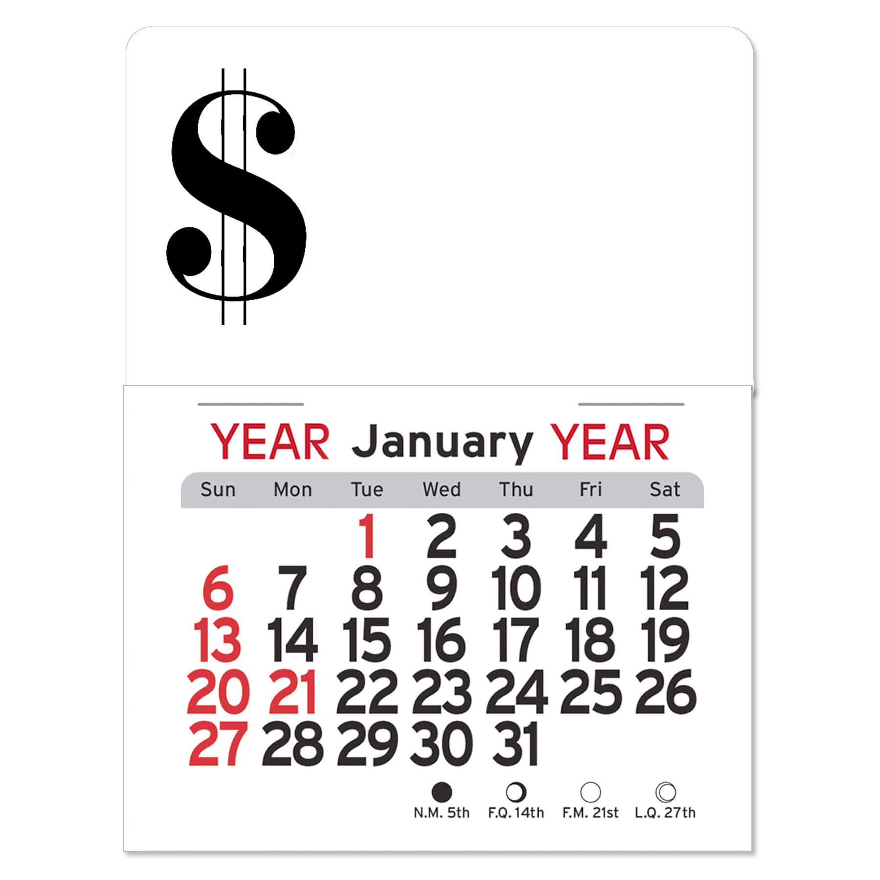 Adhesive Peel-N-Stick® Calendar - Dollar Sign 2