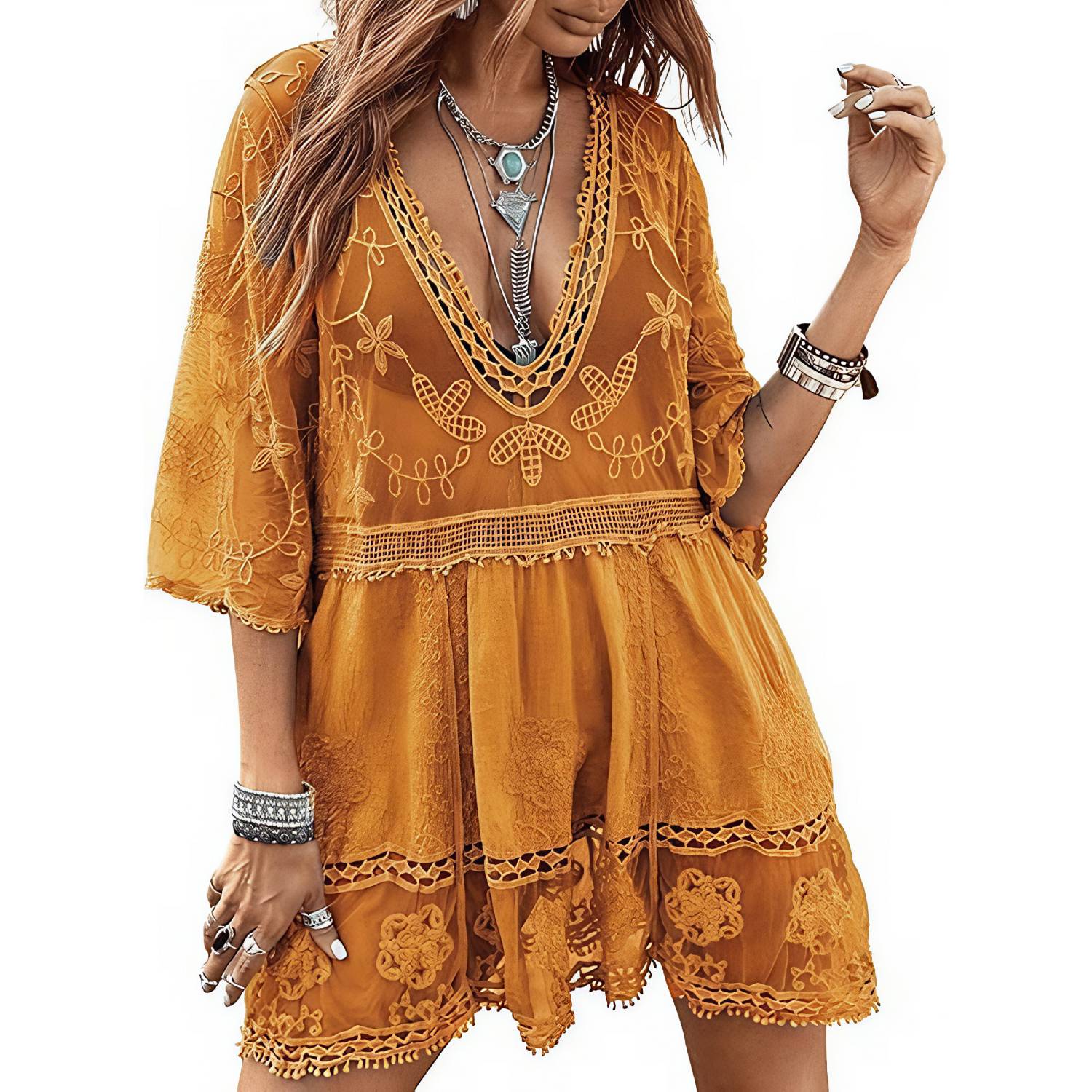Sheer Lace Beach Bikini Cover Up 12