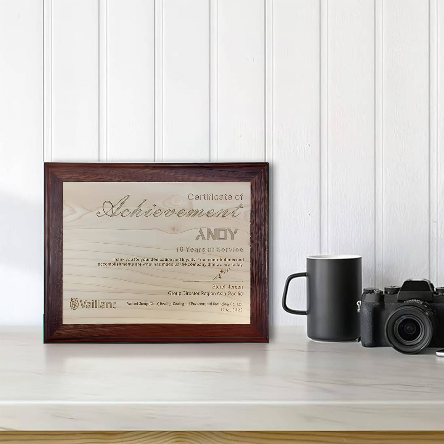 Honorary Certificate Holder Of Cherry Wood Veneer Office 3