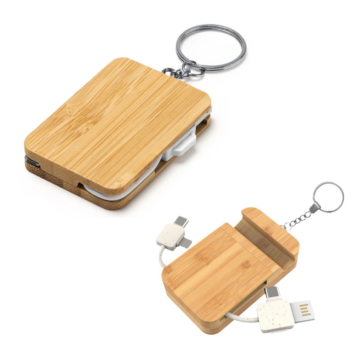 Bamboo Multi Charging Cable Set with Keychain 5