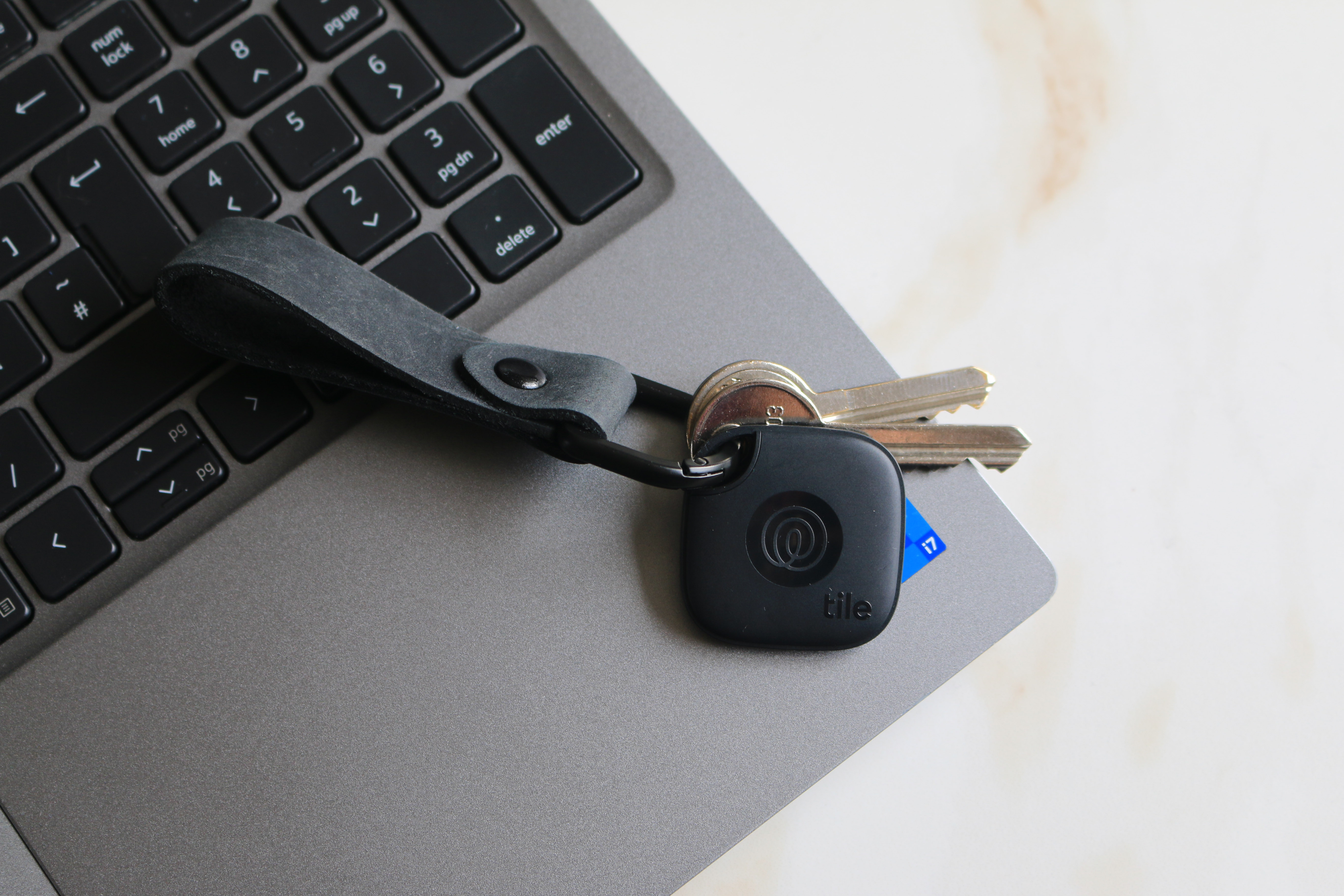 New Tile Mate with Full Grain Leather Key Fob 22