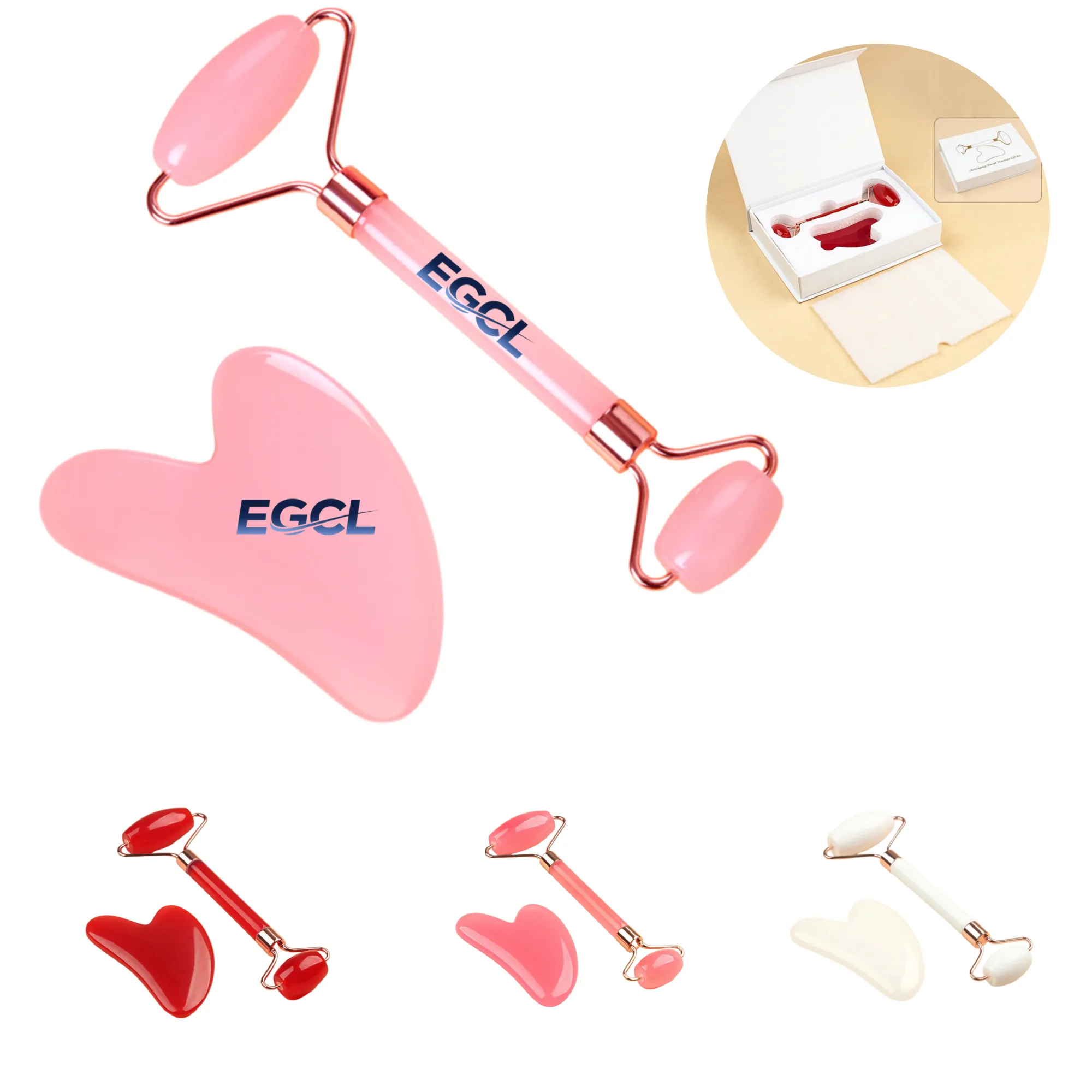 Facial roller and gua sha massager set