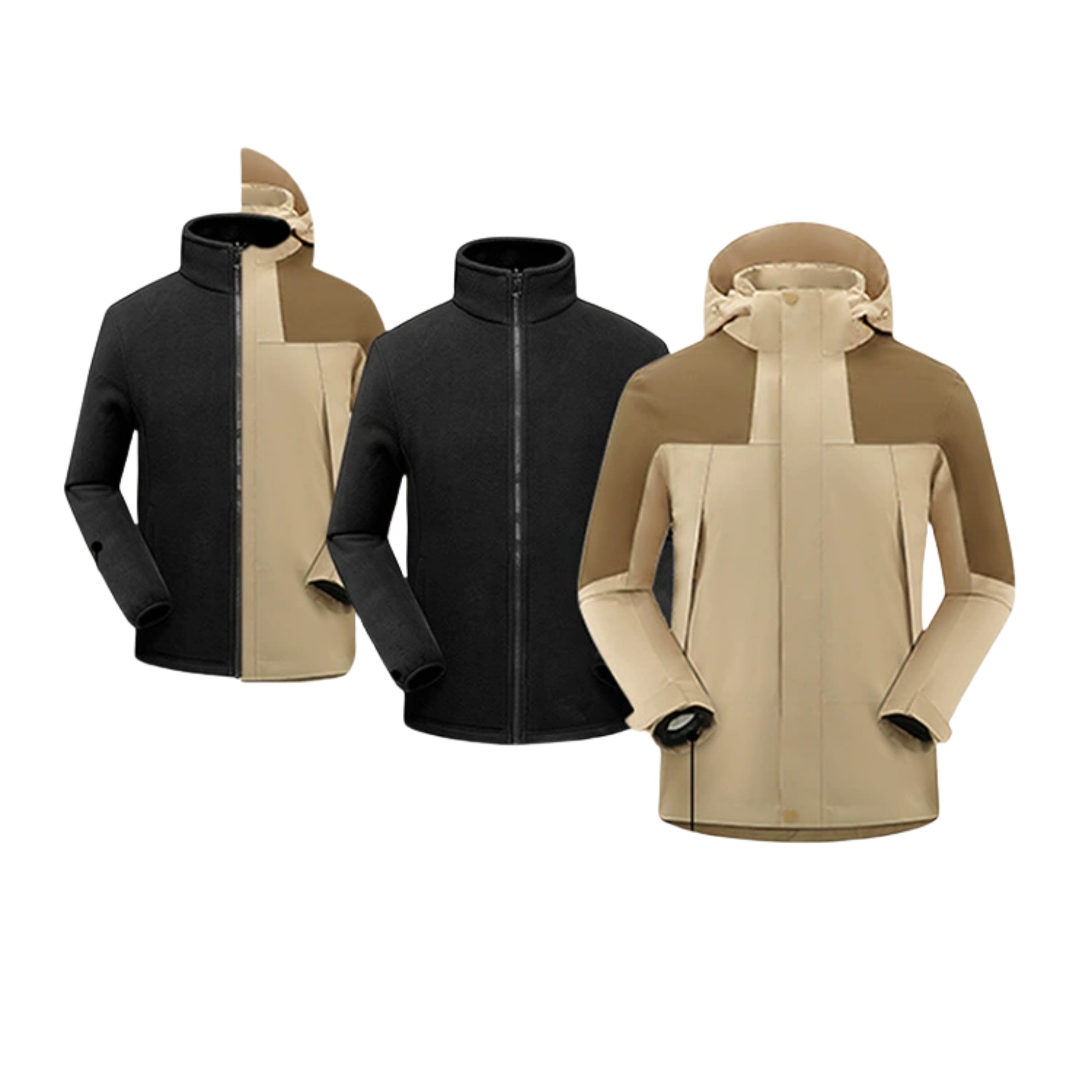 Unisex Double Layer SoftshellMoisture Wicking Jacket Rain Gear 5
