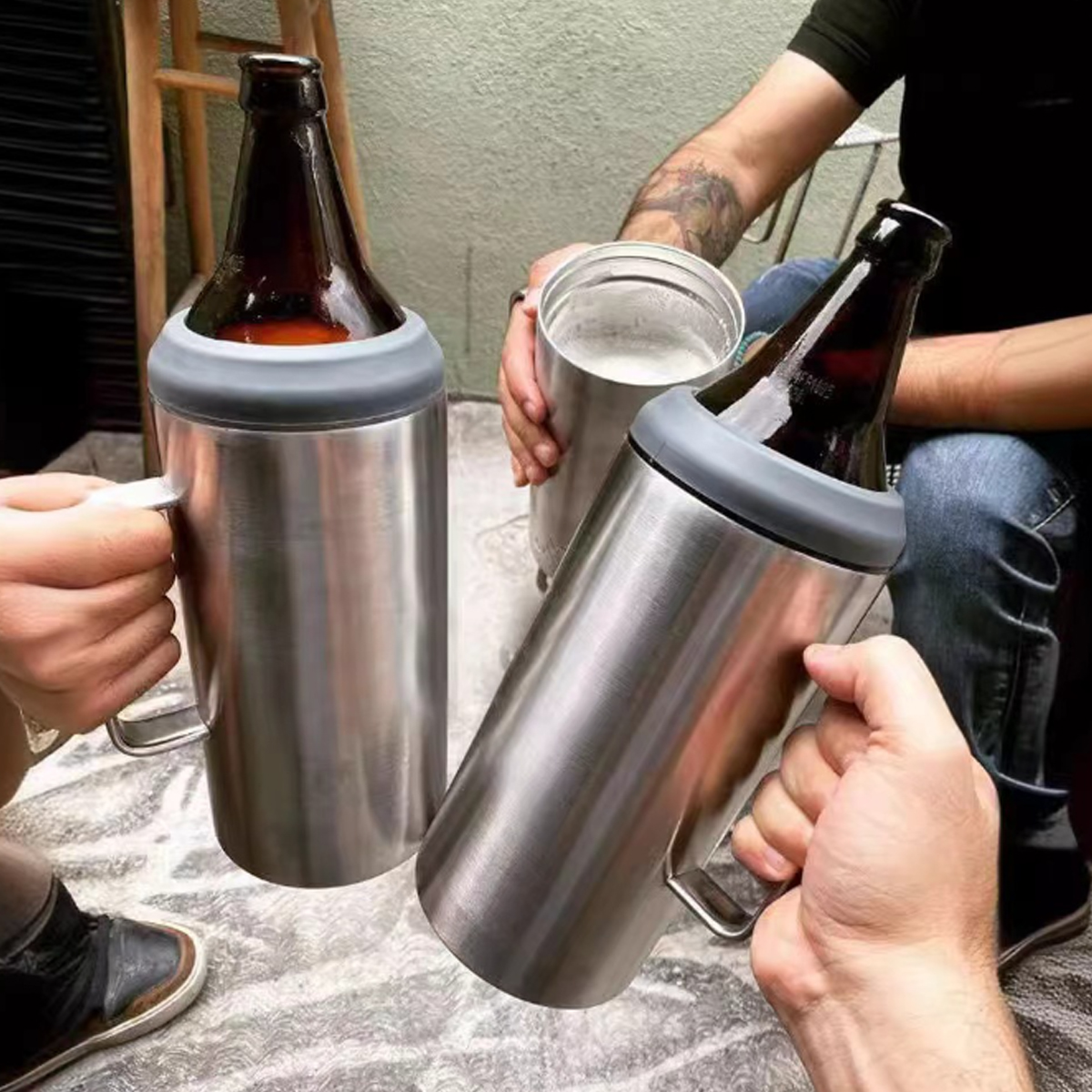 40oz Stainless Steel Beer Can Cooler with Handle, custom koozie with logo imprint 4