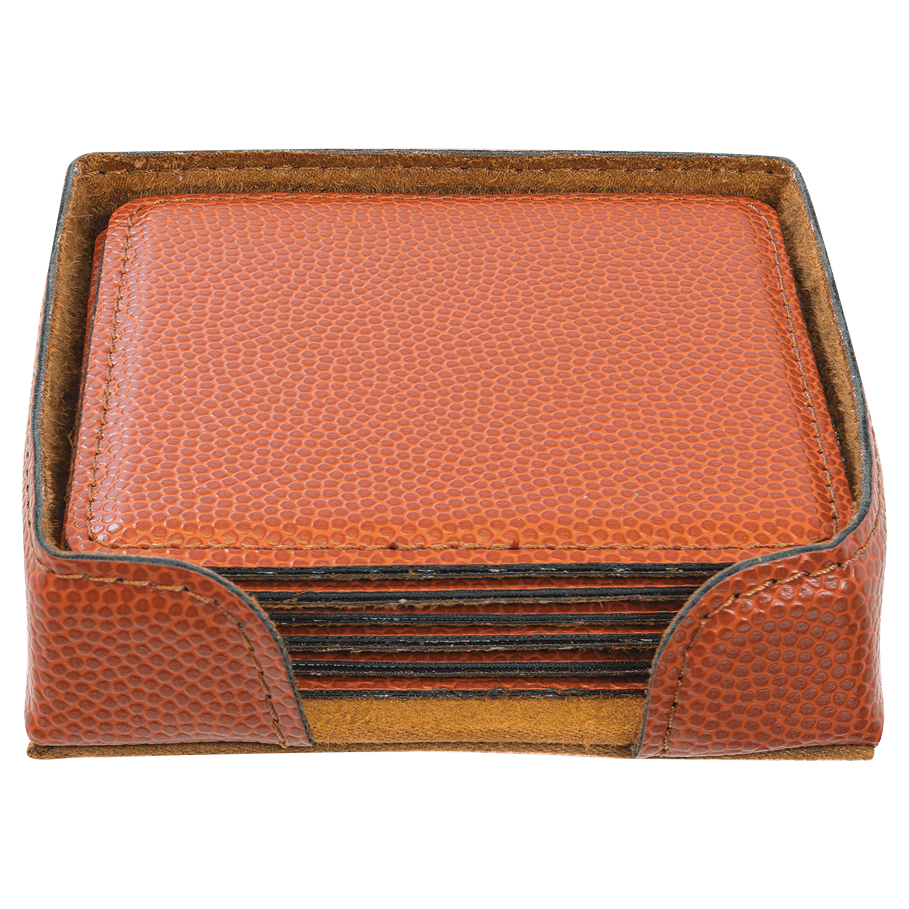 4" x 4" Basketball Square Leatherette 6-Coaster Set 5