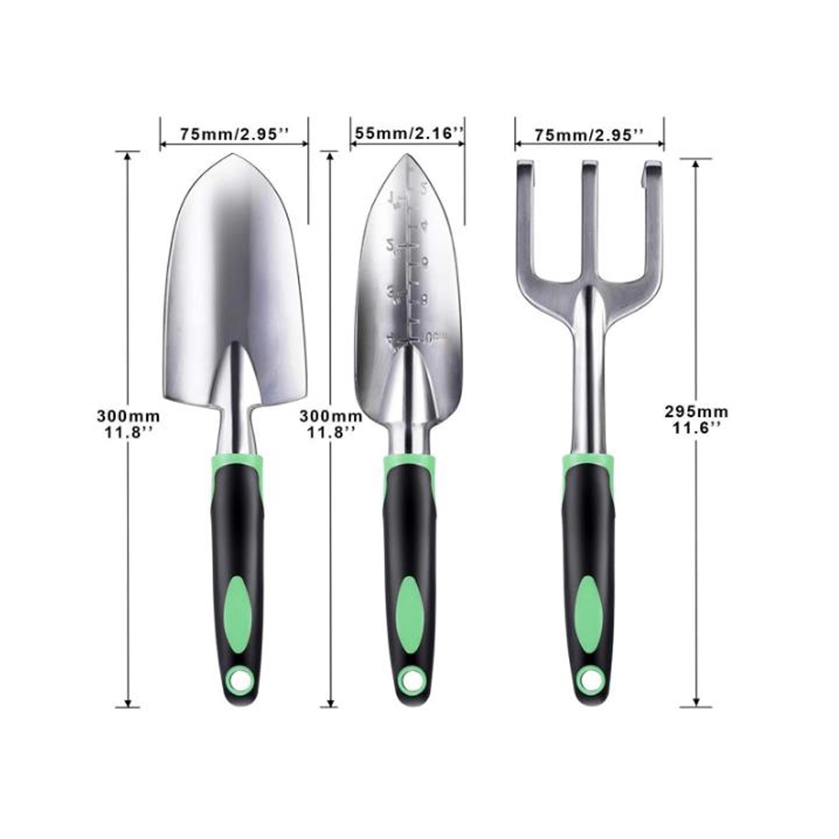 Garden Tool Set 3 Pack Garden Hand Shovels Aluminum Alloy 2