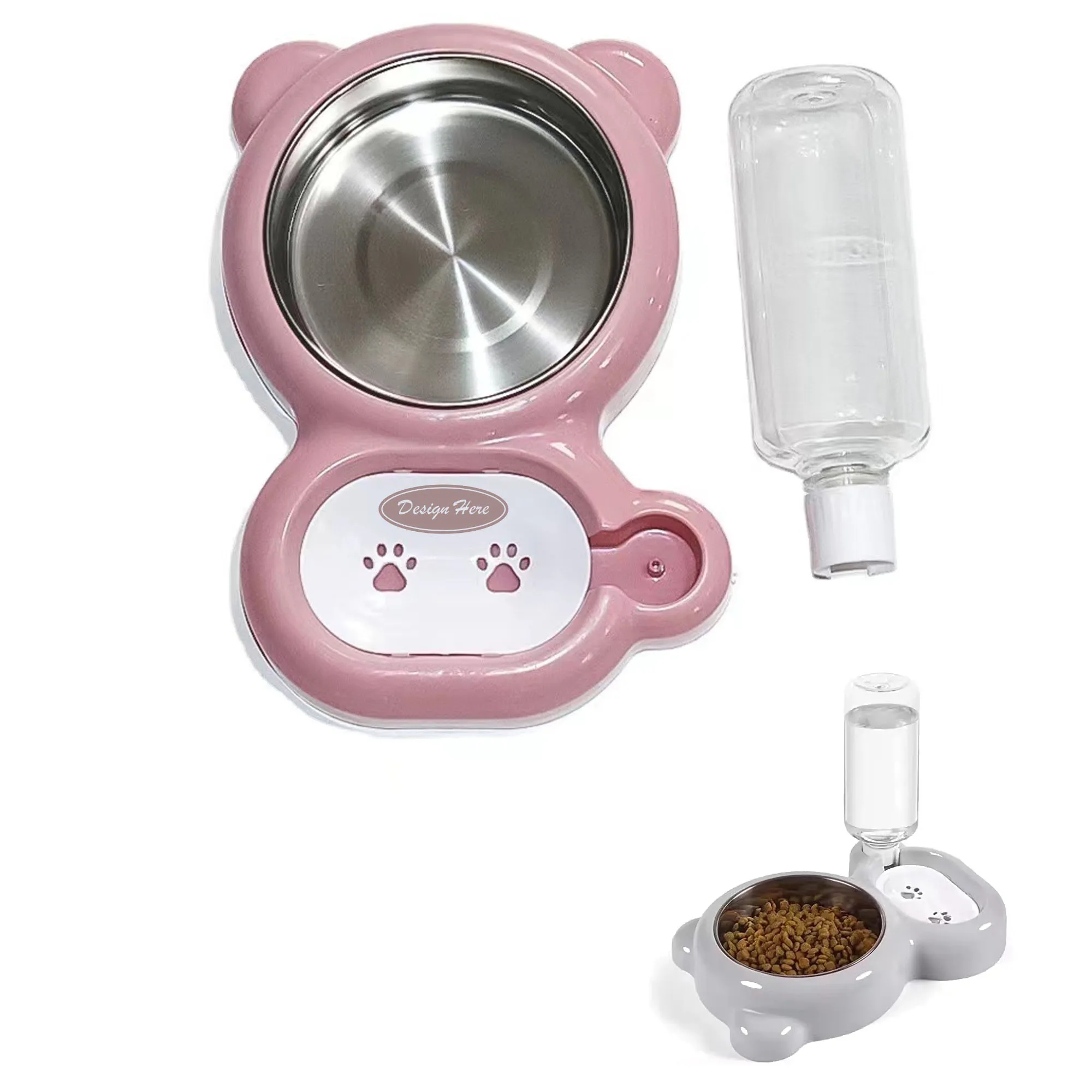 Pets Stainless Stee Bowl Set with Water Dispenser 3