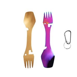 2 In 1 Dual Head Stainless Steel Fork And Square Spoon With Carabiner 7