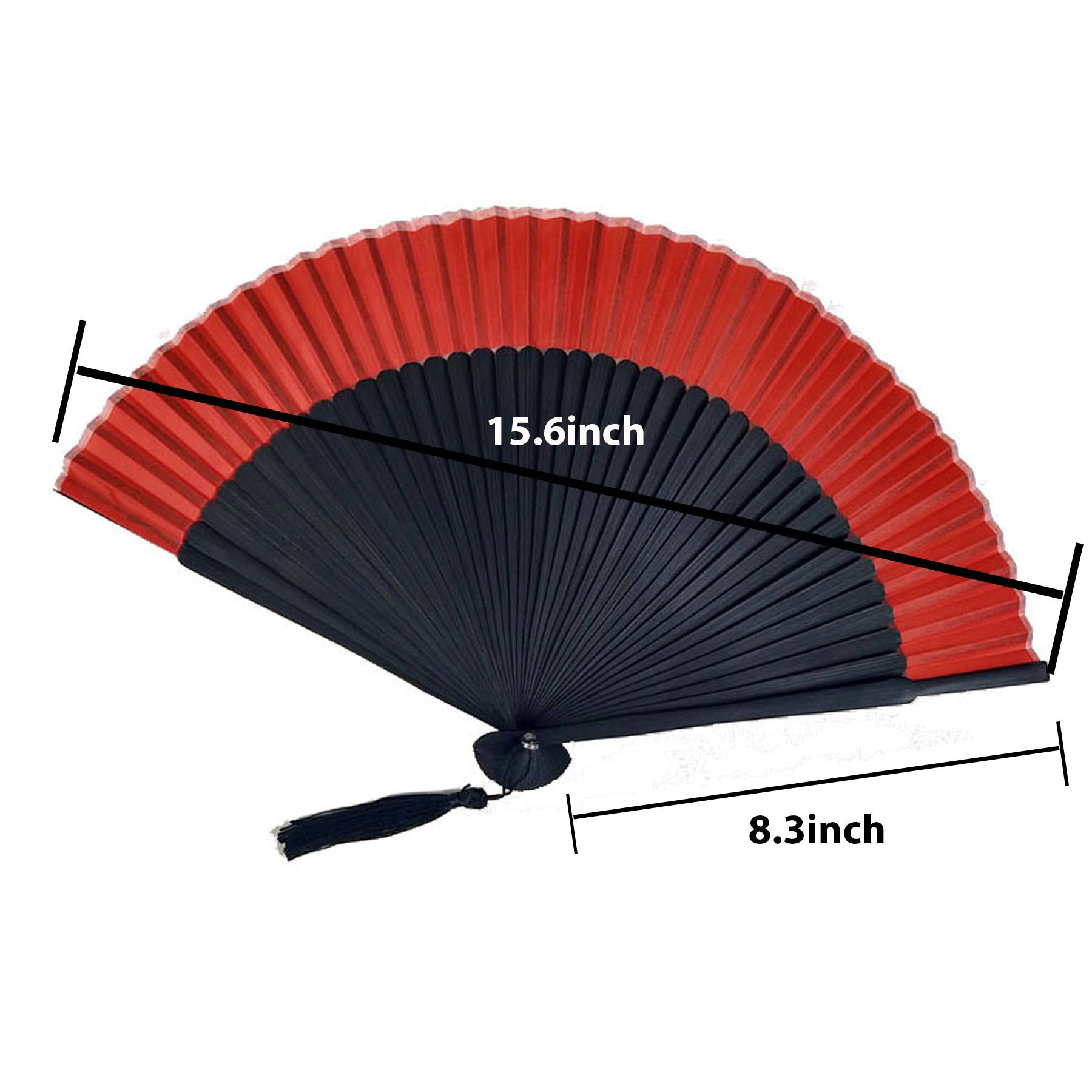 Retro Style Red Black Hand Held Bamboo Folding Fan 4