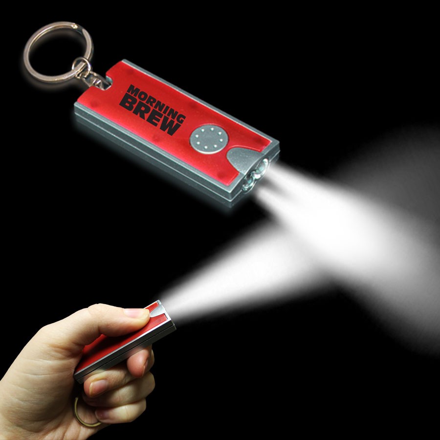2 1/2" Red Rectangle Light Up Key Chain Flashlight - digi print 3
